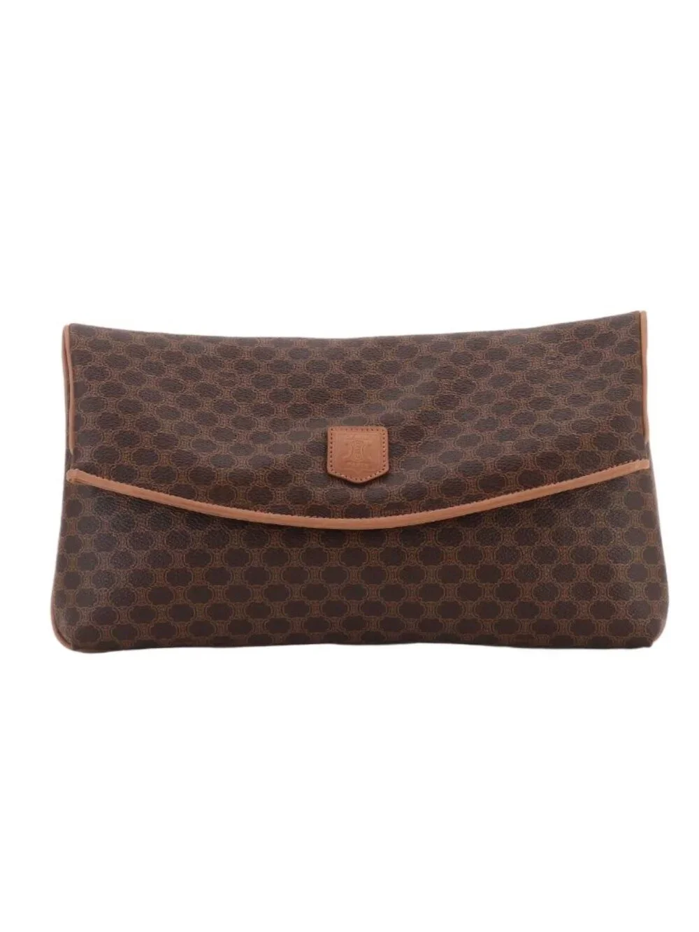Celine Macadam Clutch Leather Brown Gold Vintage